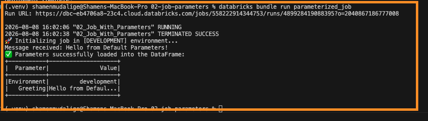 Job Run Default Values
